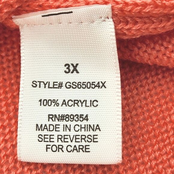 Madison + Hudson Knit Beach Sweater Womens Size 3X Coral Embroidered Boho - Picture 8 of 9